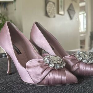 Dolce & Gabbana pink satin heels